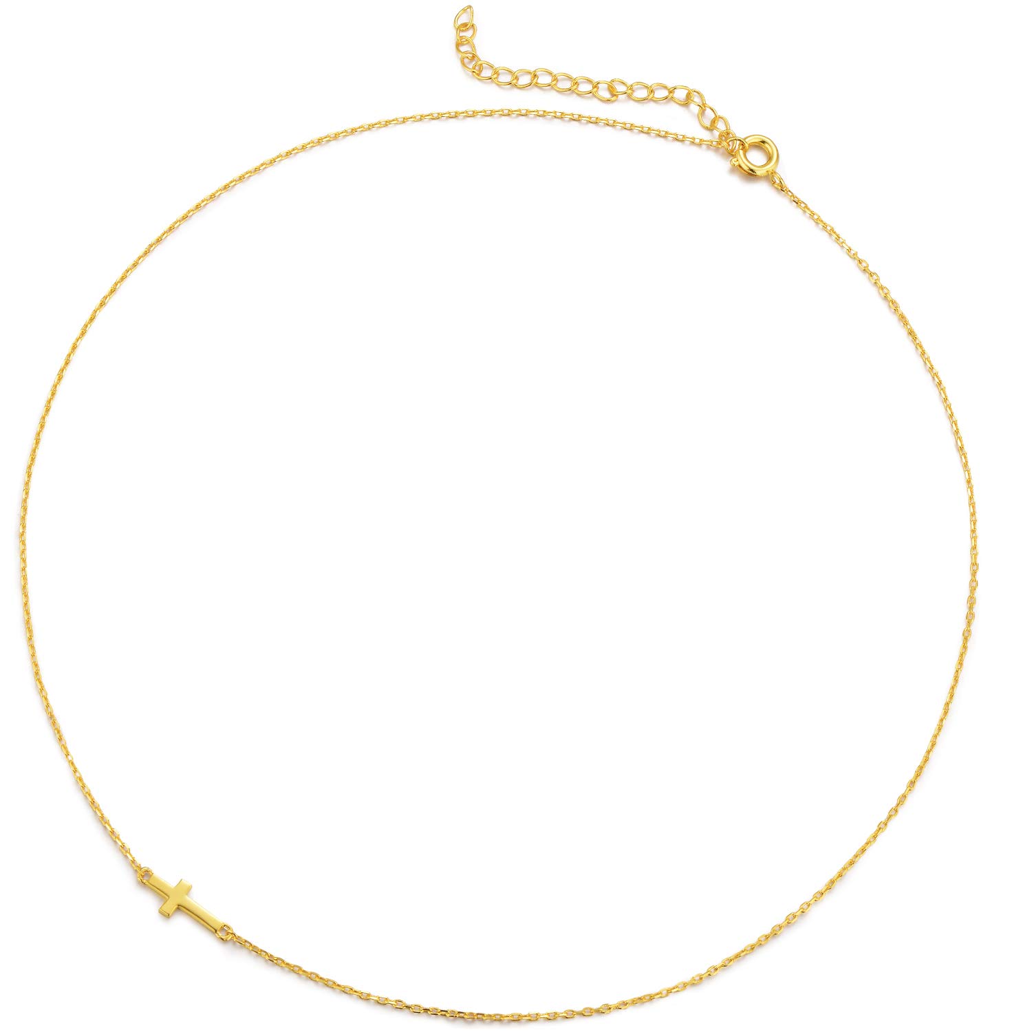 FerventForever Fervent Sideways Cross Dainty Choker Necklace | 18k Gold on Hypoallergenic Brass | Gift for Women & Girls