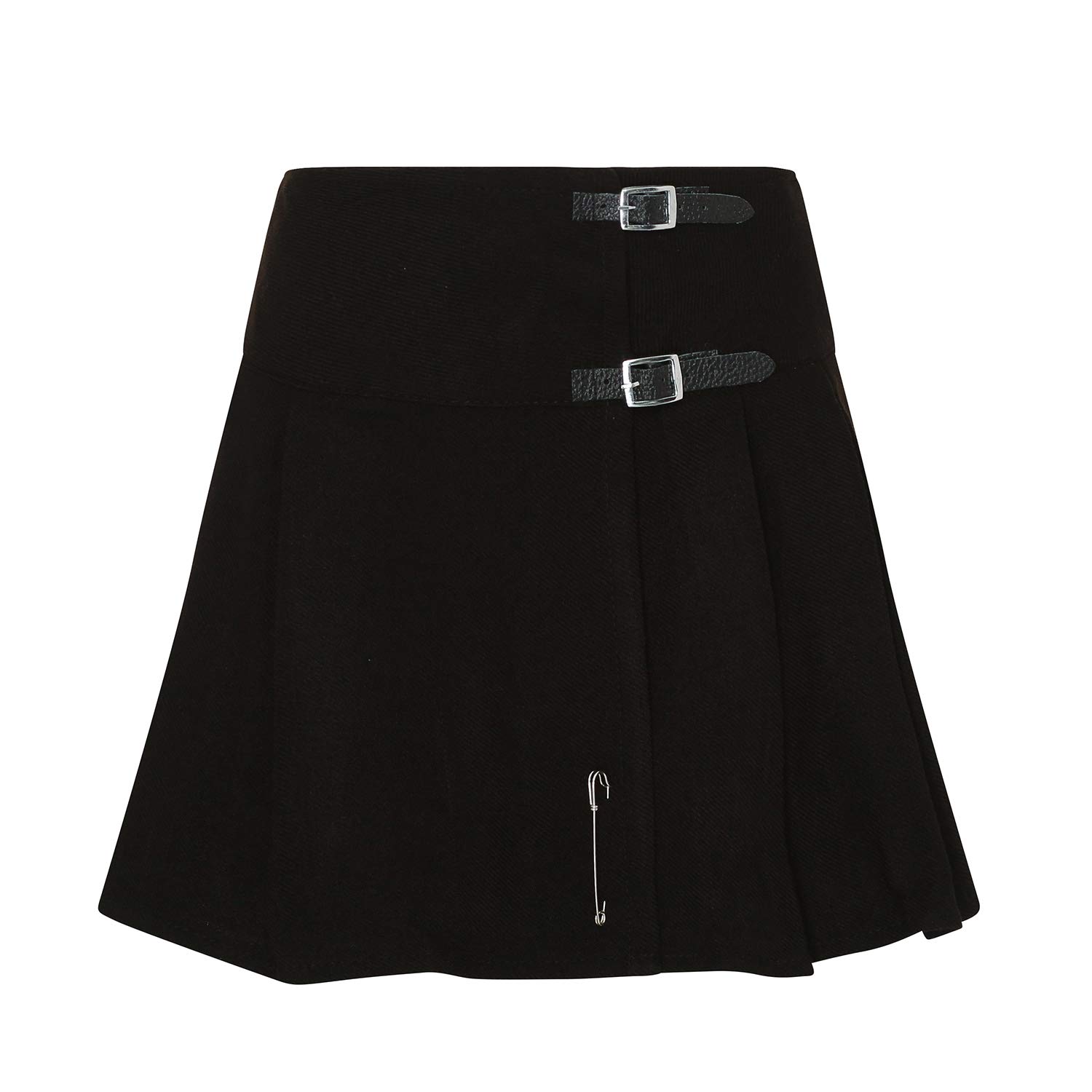 Tartanista Black 16.5 inch Mini Kilt/Minikilt Skirt - Size UK 22