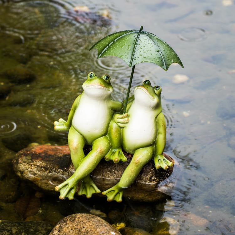 Couple Frogs Garden Outdoor Statue - Frogs Decor Garden Statue 8.86" x 9.06" x 8.27"