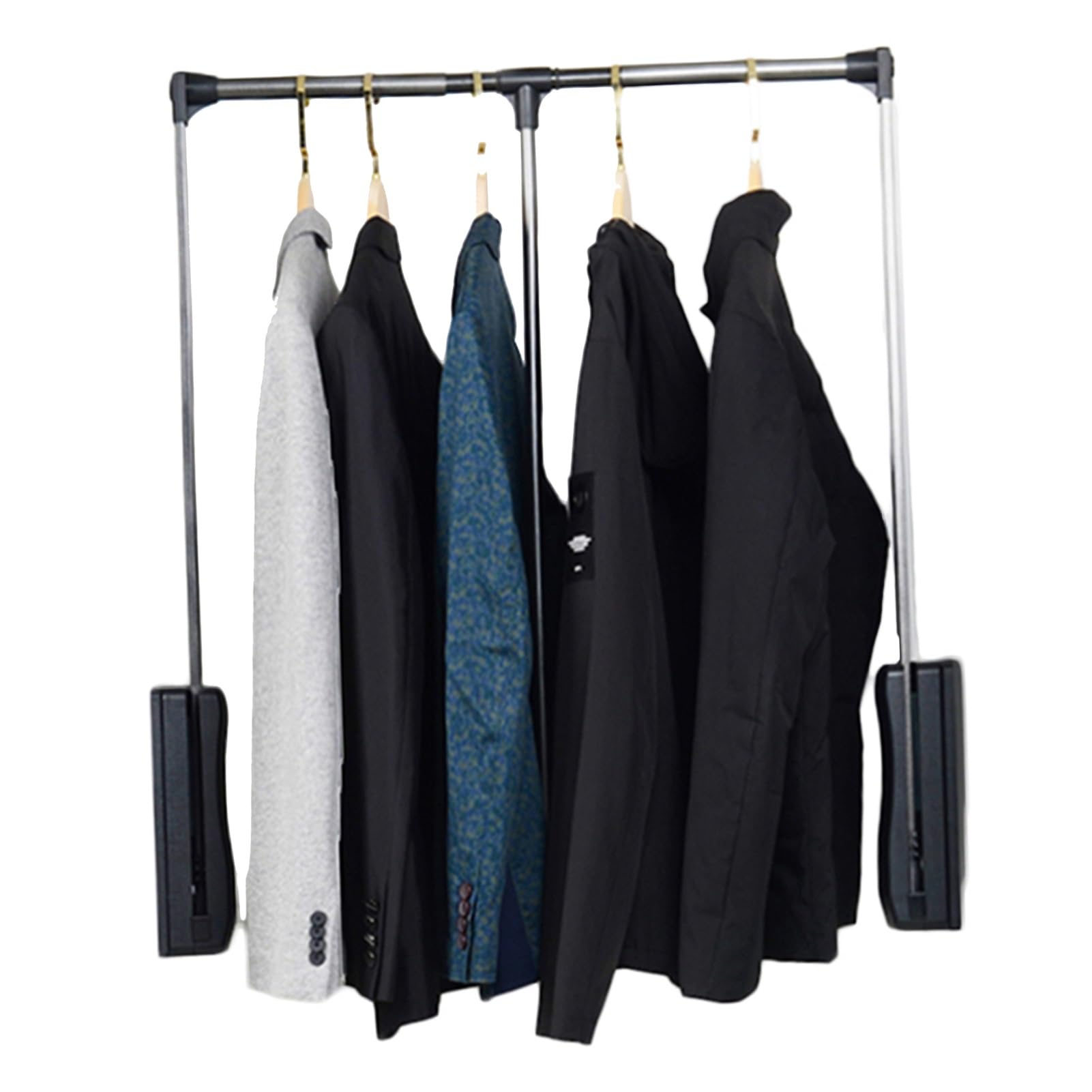HTTGDGDH Pull Down Closet Rod, Liftable Clothes Hanger With Double Buffer, 35 Lbs Capacity, Adjustable For Cabinets 20.08-25.98 Inches - Space-Saving Storage Solution,Color1-510-660mm