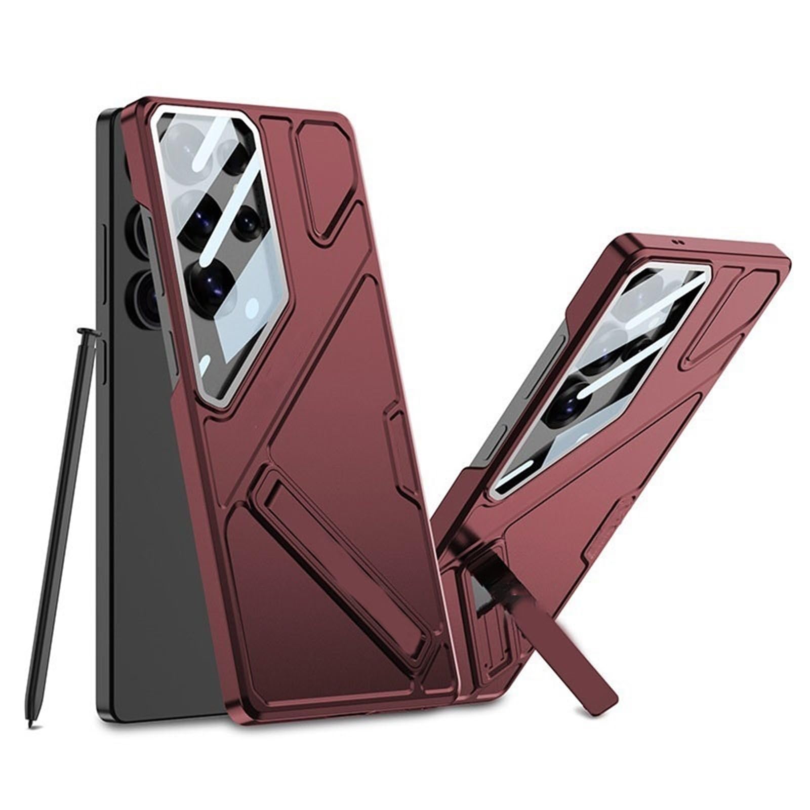 Etui do Samsung Galaxy S25 Ultra, regulowane, duże okienko, stojak, etui na telefon komórkowy, ochrona przed upadkiem (czerwone)