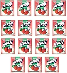 Refresco Em Pó Windy Morango Suco com 15 Unidades