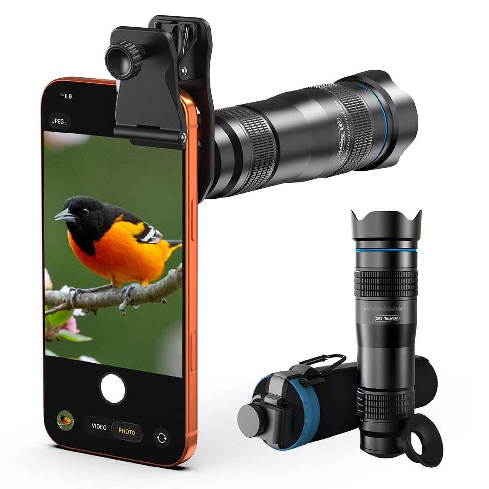 APEXEL 28x HD Telephoto Lens – Universal Clip-On Telescope Lens