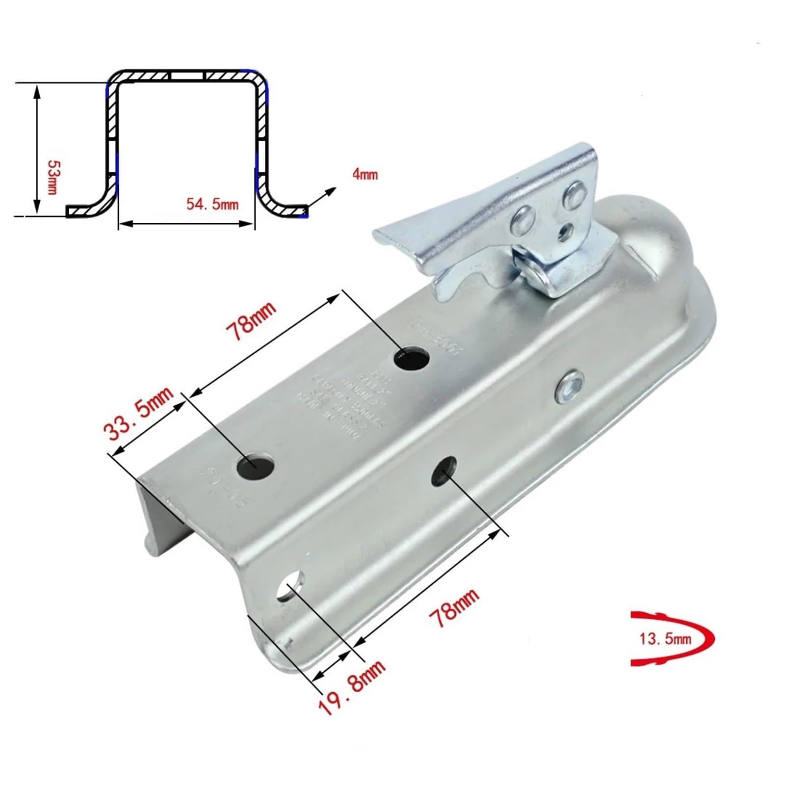 Bola de Enganche para Remolque Acoplador de Remolque 2X2 Pulgadas, 3500 Libras, Acoplamiento Bola Enganche, lengüeta Recta, Piezas RV, Accesorios for Caravana y Camper(Size 3)