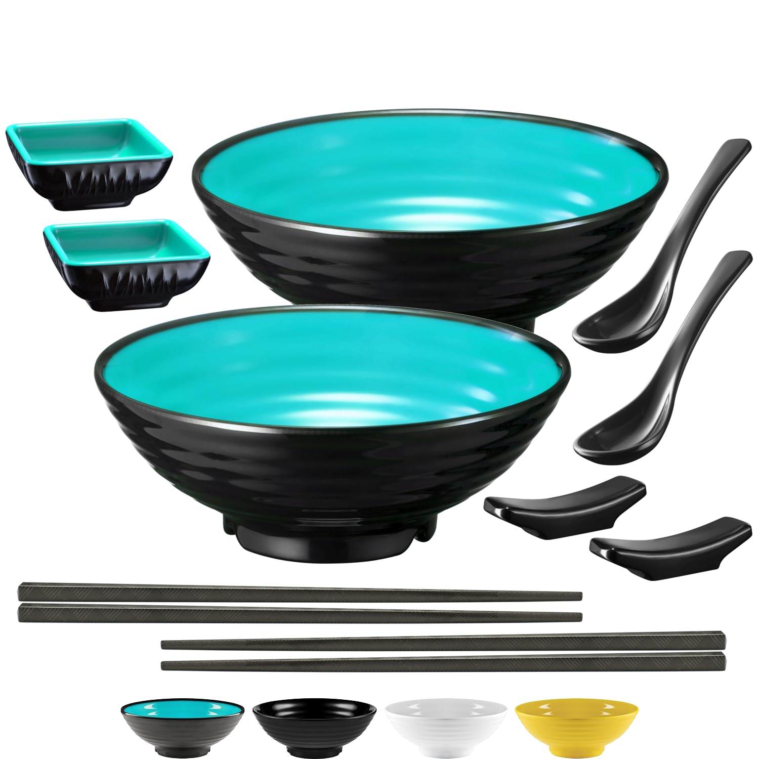 Unbreakable Ramen Bowl Set with Chopsticks and Spoon: 1 large Japanese Style Melamine Ramen Bowl, Dipping Bowl and Chopsticks and Stand for Asian Pho Soup Thai Miso Udon Wonton (1 Bowl Set, Red-Black) — Amazon image 10