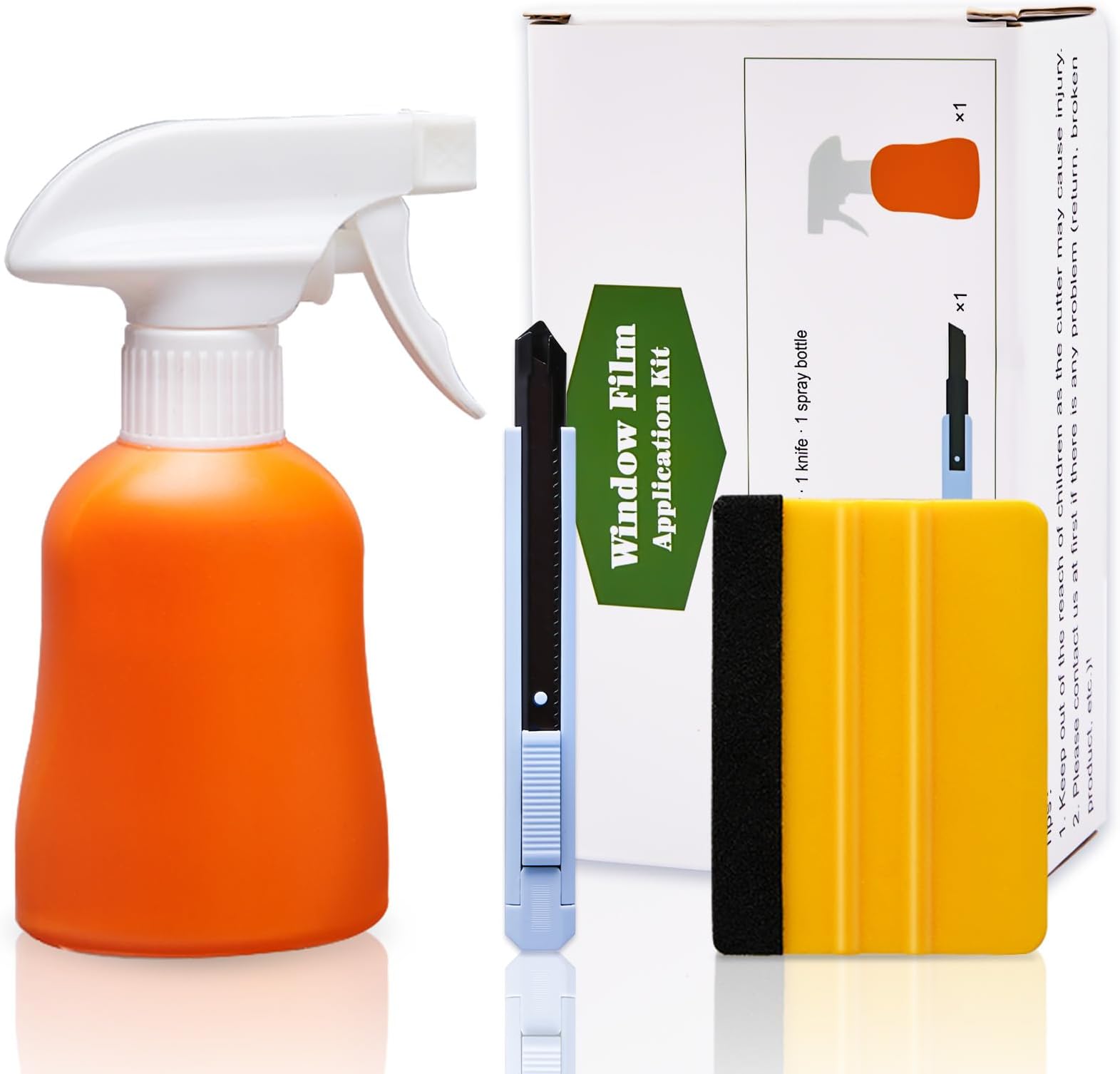 Coavas Window Tint Kit, Window Privacy Film Application Tools Kit, 3 Pcs Easy to Apply Window Film & Car Glass Window Tinting Tool, Vinyl Wrap Set Includes Squeegee, Utility Knife, Spray Bottle