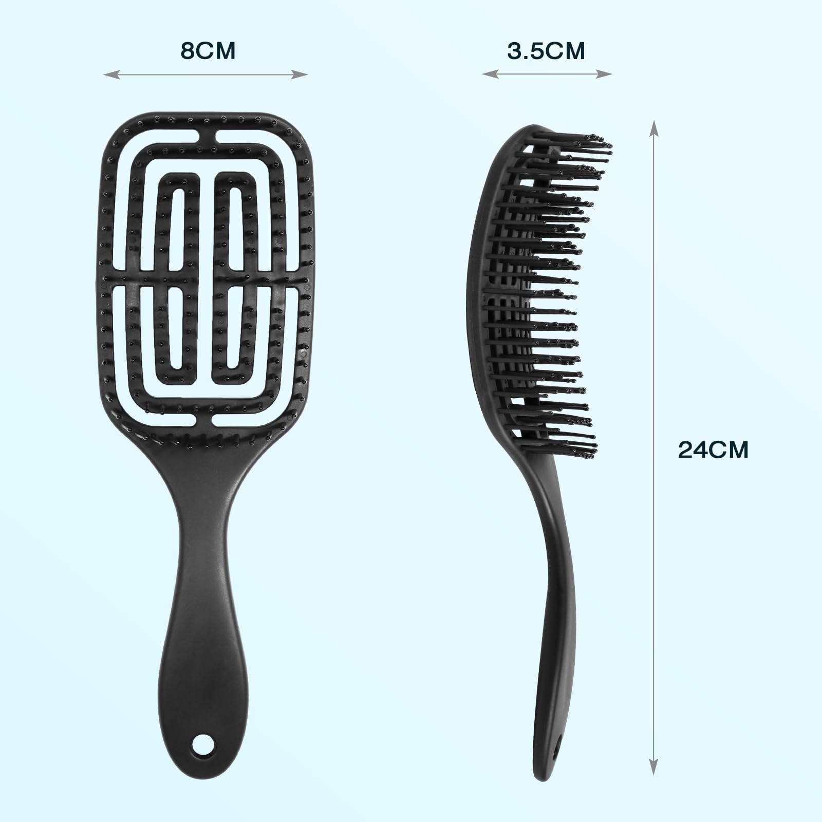 Brencco Detangle Hair Brush, Hairbrush Professional Curved Ventilation, Hair Brush for Straight Curly & Wet Hair - Image 2