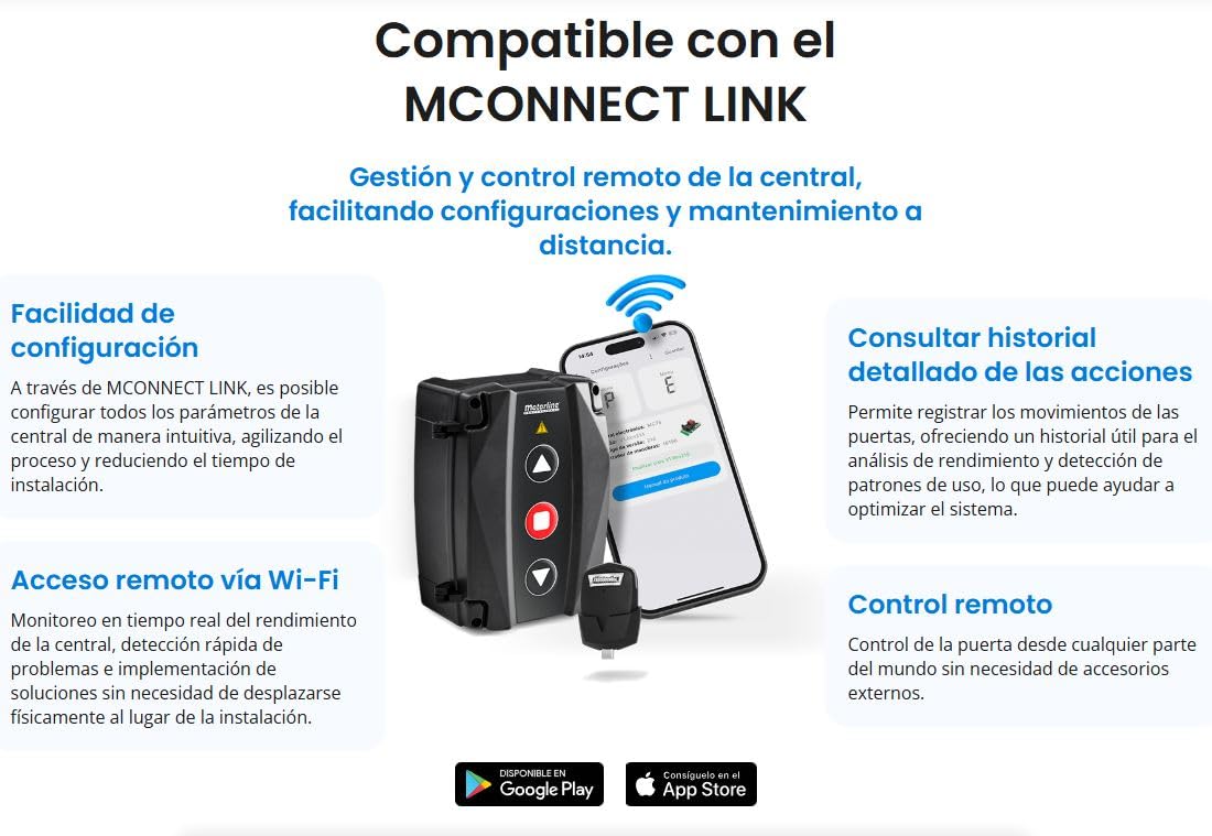 Motorline MC76 Central de control para motores enrollables, persianas enrollables, cierres enrollables con botones externos y compatible con WIFI