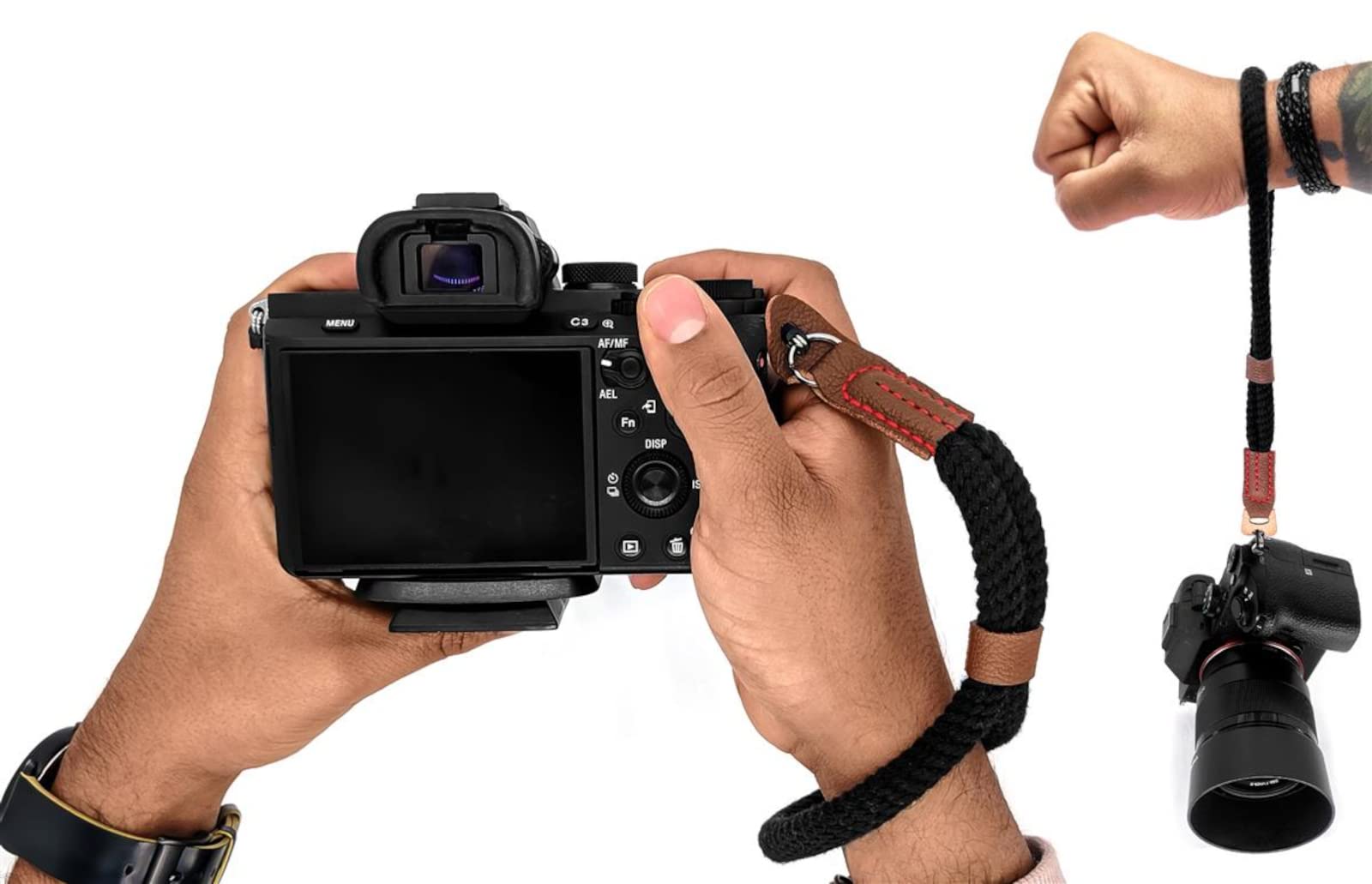 Cinturino da polso per fotocamera in pelle vintage resistente