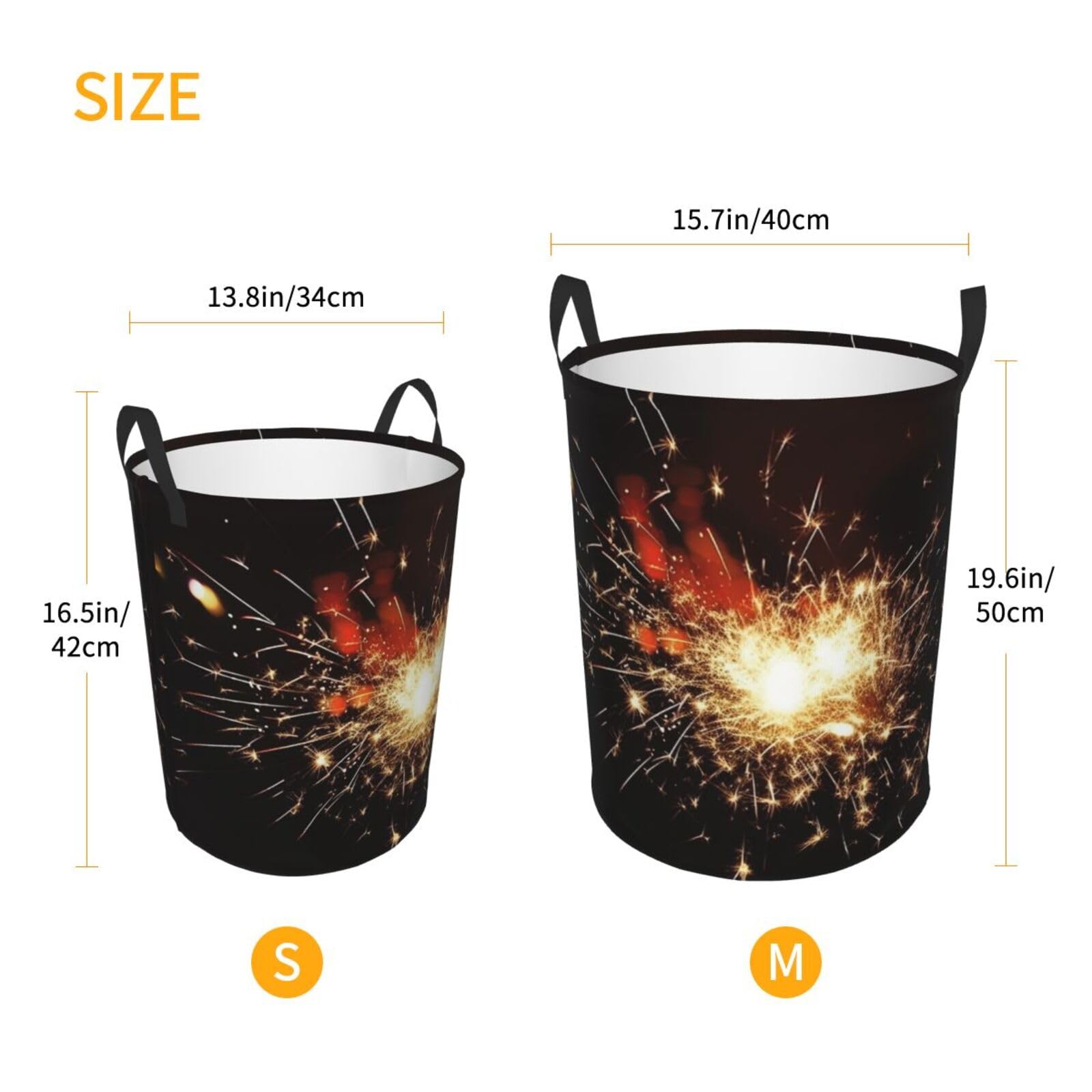 Wäschekorb, wasserdicht, Aufbewahrung, Kleidertasche, Explosion, Feuerwerk, runder Korb mit Griffen, schmutzige Kleidung, tragbarer Aufbewahrungskorb, Organizer für Schlafzimmer, Badezimmer, Wohnheim Küche, Haushalt & Wohnen