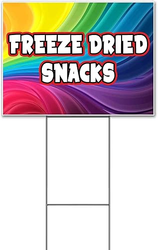 Miniatura 2 de Letrero de patio de bocadillos liofilizados (18 x 24 pulgadas), descuentos por cantidad, paquetes múltiples, incluye estaca de metal, bandido,