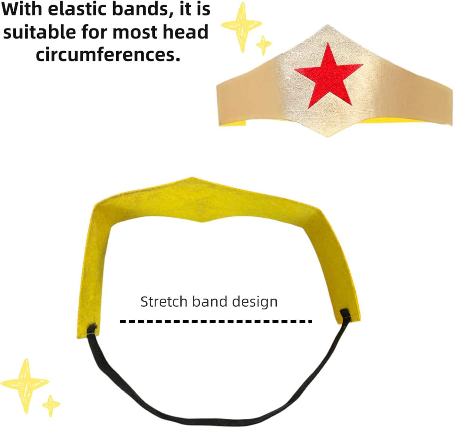Halloween Costume Accessories Set for Woman Golden Headband Wrist Bands 9.8ft Lasso (A)