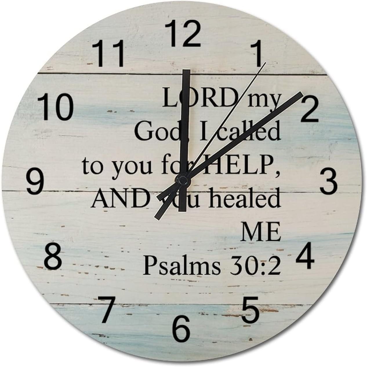 12 inch Lord My God,I Called to You for Help,and You Healed Me Psalms 12 inch:2 Wall Clocks Battery Operated Silent Non-Ticking Funny Quotes Wooden Decorative Round Clock for Home Living Room Office