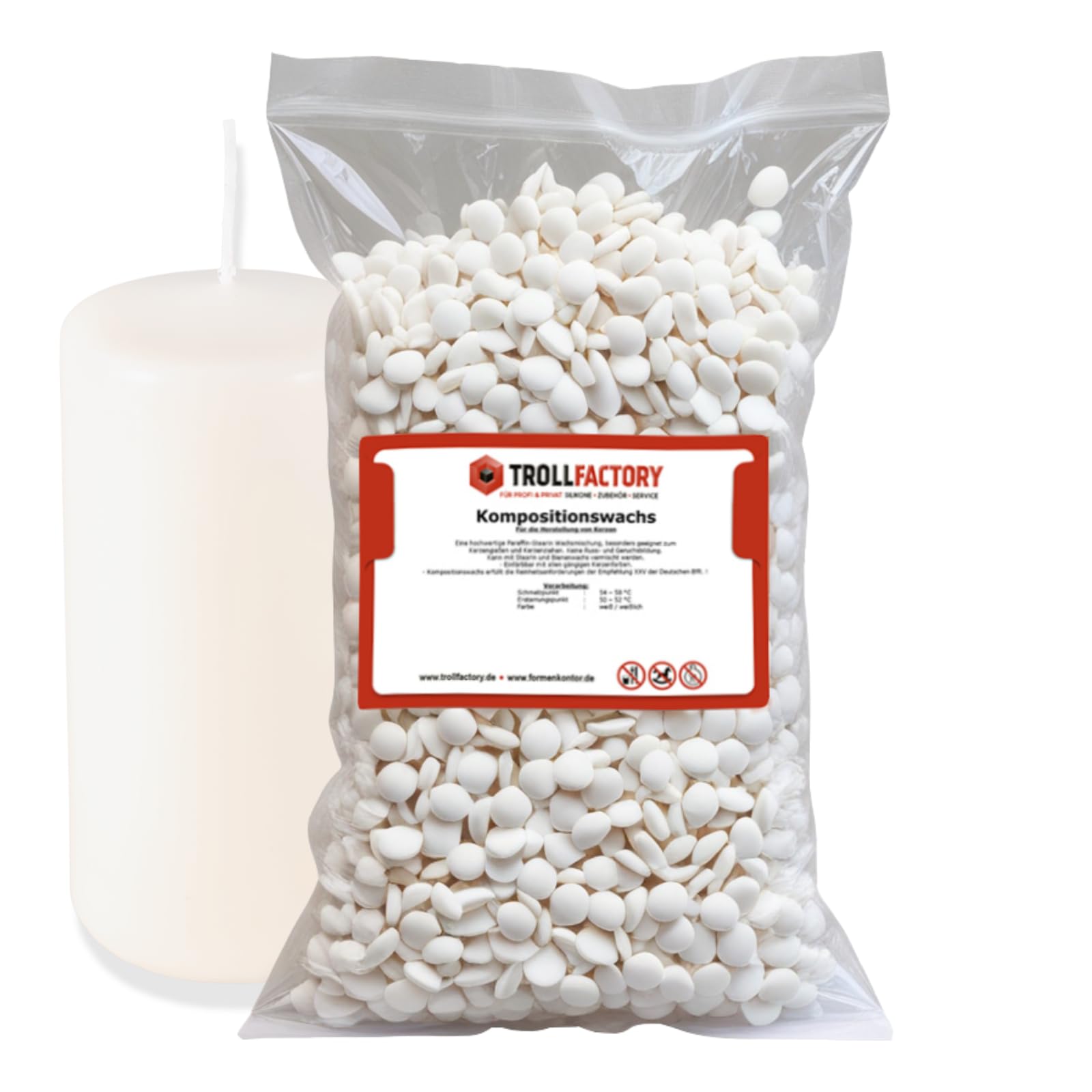 TFC wosk kompozycyjny 1 kg – wosk do świec premium do odlewania i kształtowania – idealny do świec zapachowych i zestawów świec "zrób to sam" – biodegradowalny