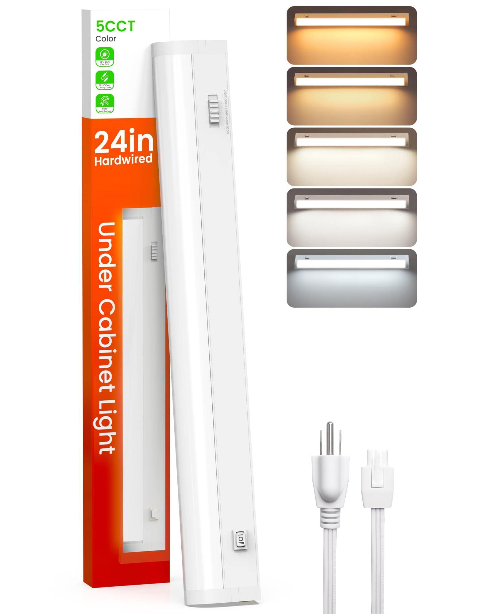 ALUSSO Plug-in 120V Under Cabinet Lighting 24 Inch Counter Kitchen Closet