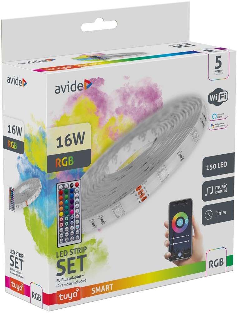 Avide Taśma LED blister 12 V 16 W RGB 5 m TUYA IR