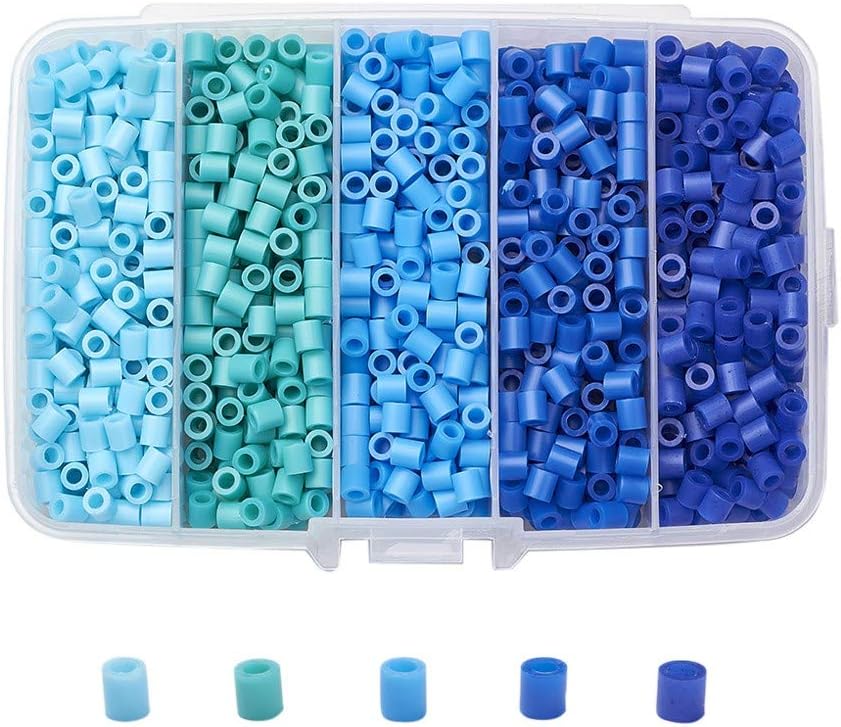 FASHEWELRY 1900Pcs/Box 5 Colors Metly Fuse Beads 5mm Dia Tube Beads for 2D Artwork Craft Jewelry Making (Black)