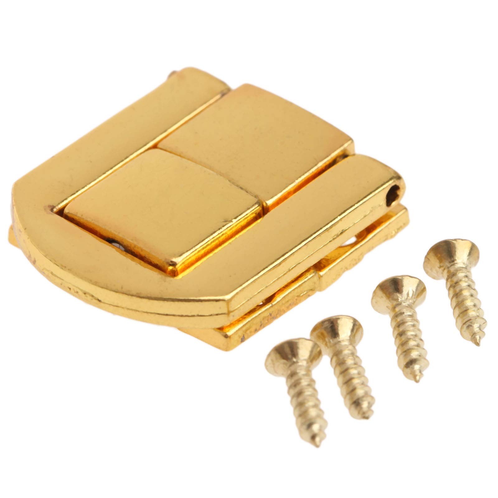 SHALLEZSOU Key Hasp Lock 1Pc 25x20mm Antique Bronze Gold Box Hasps Metal Lock Catch for Jewelry Chest Suitcase Buckle Clasp Vintage Hardware(Gold)