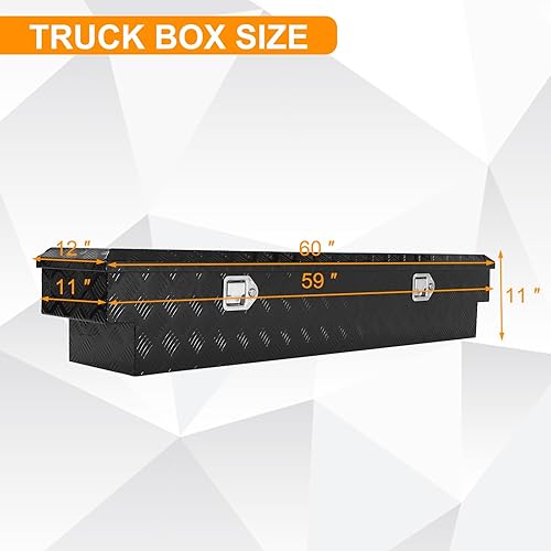 Miniatura 2 de Confote Caja de herramientas chapada en aluminio de 60 pulgadas, caja de herramientas resistente para UTV, camioneta, cama, caravana, organizador de