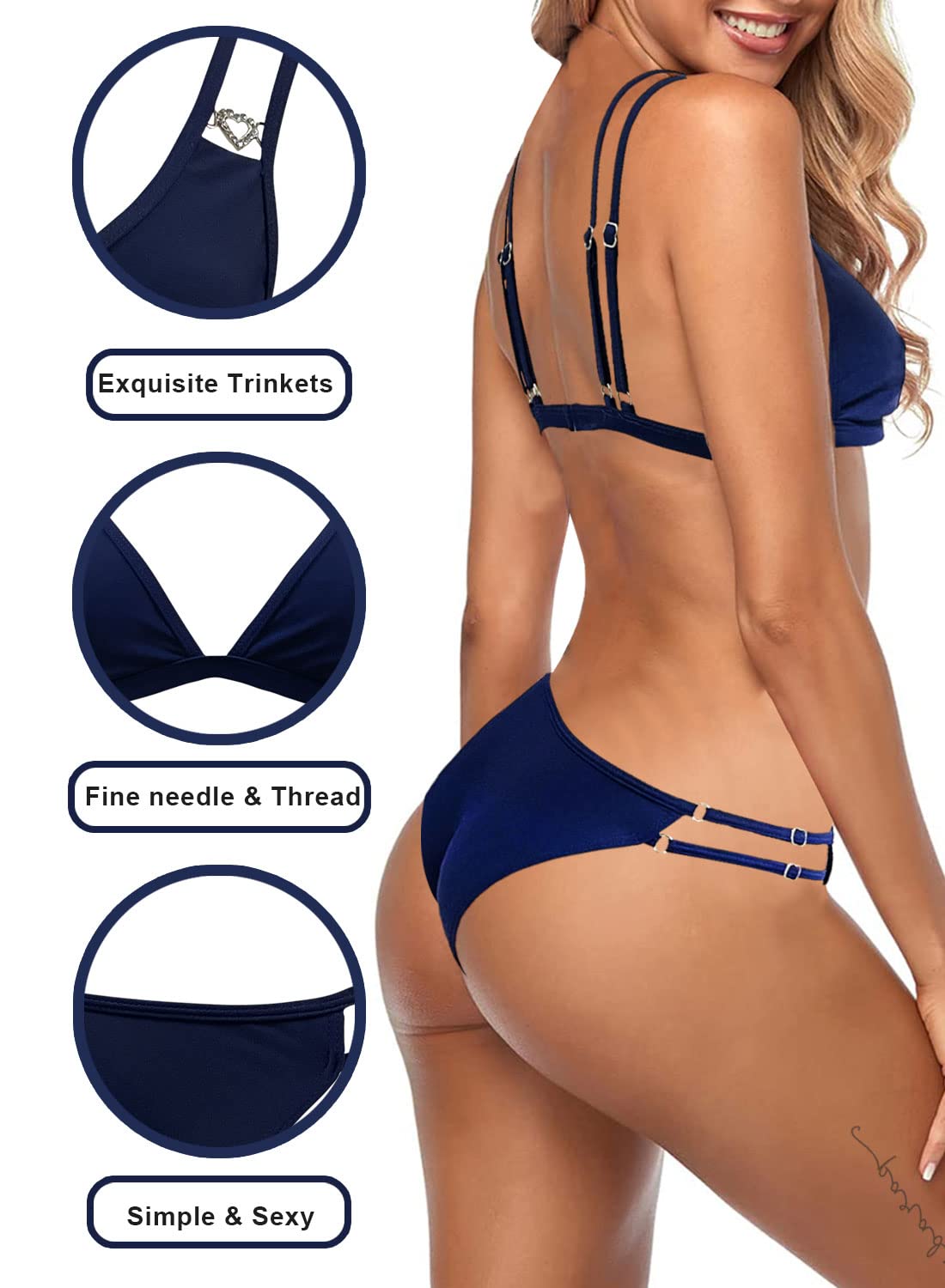 Costume Donna Due Pezzi Costumi da Bagno 2 Pezzi Bikini Set Regolabile Halter Reggiseno Bikini Top Triangolo Tanga Brasiliana Beachwear