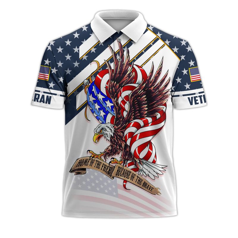 Home of The Free Veteran Polo Shirt, Veteran Shirt, Military Polo Shirts for Men, Veteran Gift, Military Dad Gifts
