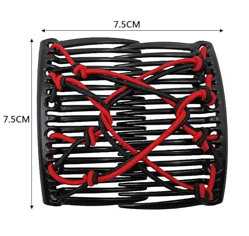 Miniatura 4 de LOVEF 6 peines mágicos dobles para el cabello, peine lateral elástico para mujeres y niñas, pinzas elásticas para el cabello, accesorios para el