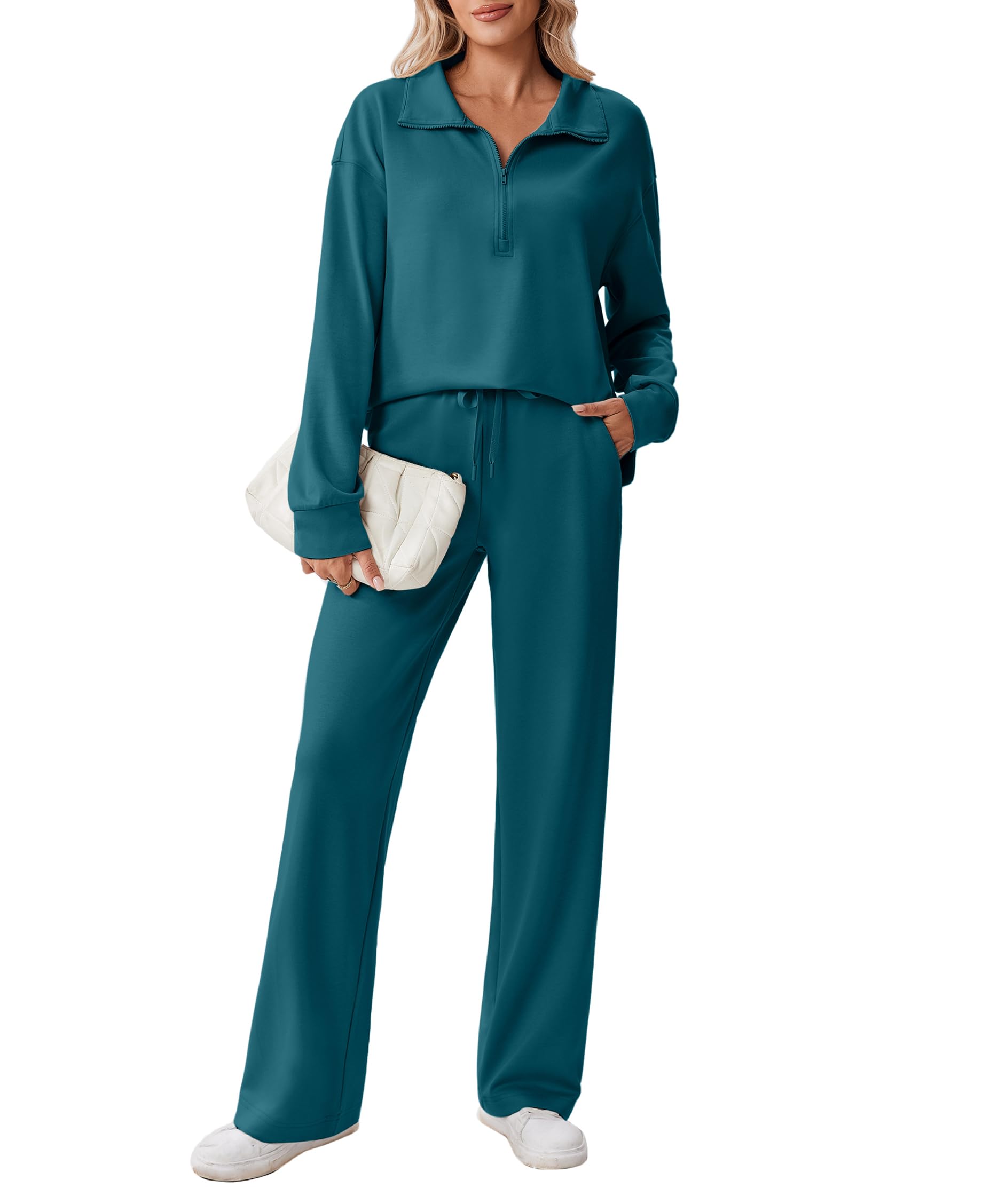 PINSPARK 2 Piece Sets for Women 1/2 Zip Sweatsuit 2026 Matching Outfit Fall
