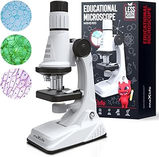 Maxlife MXMS-100 Microscope - Experiment Box for Children - Translucent Microscope Toy - Experiments from 8 - Accessory Set - Gifts for Children