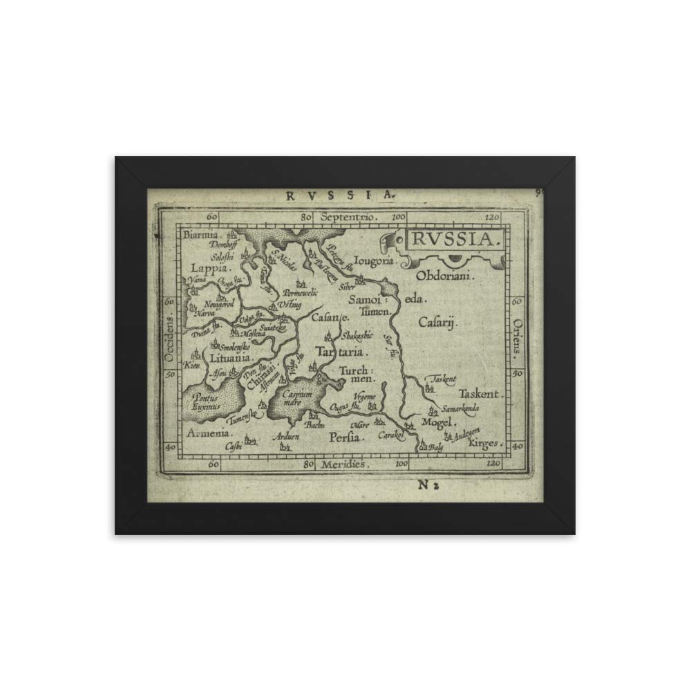 Affiche 1603 Russie Empire au style vintage antique avec cadre noir chic