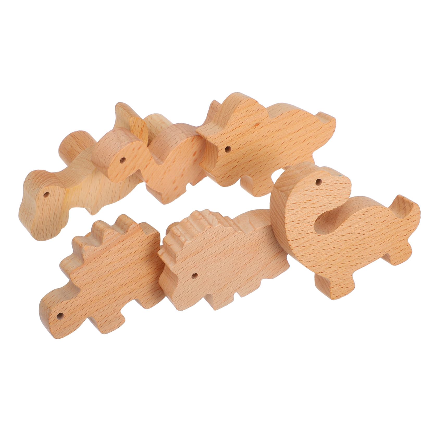FUNOMOCYA Wooden Dinosaur Drawer Knobs 6pcs Dresser Handles Animal Cabinet Knobs Easy Install with Screws Adhesive