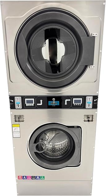 Commercial Coin Operated Washer Dryer 26.4LBS Coin Operate Washing Drying Machine Combo Stackable Laundry Washer 220V/1PH