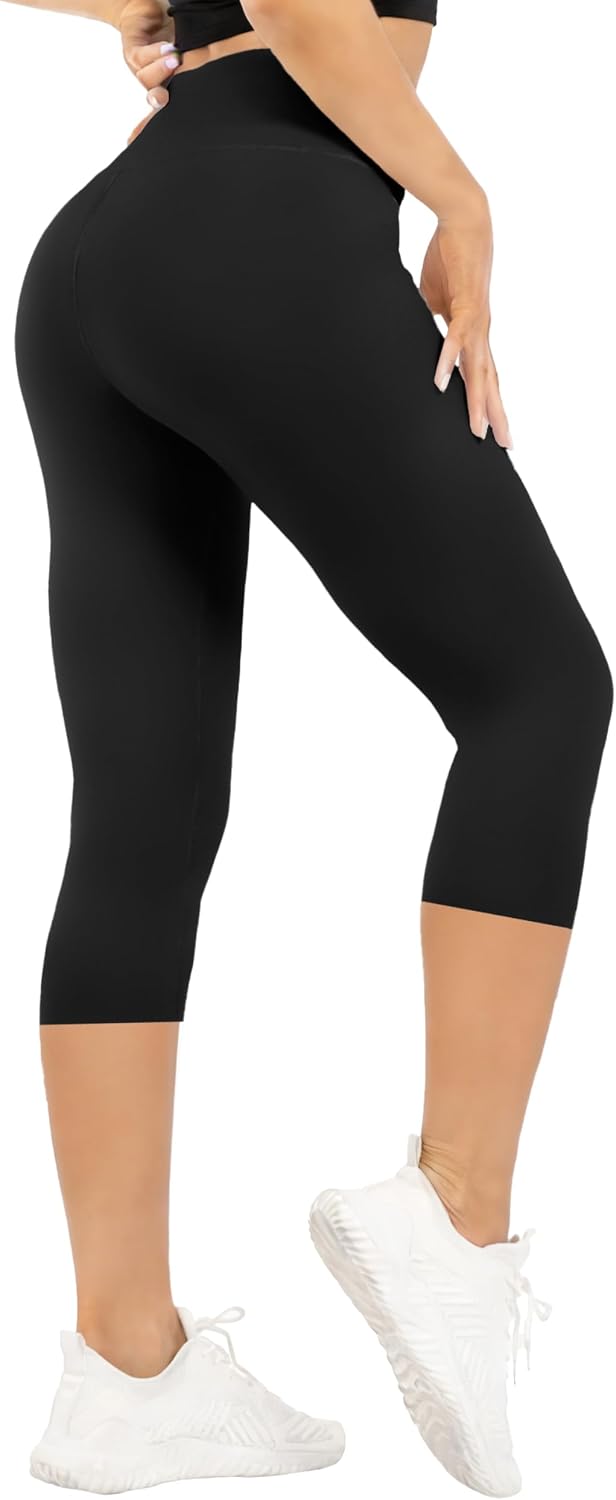 Capri Leggings for Women Buttery Soft High Waisted No Seethrough Yoga Pants for Athletic Yoga Workout Cycling