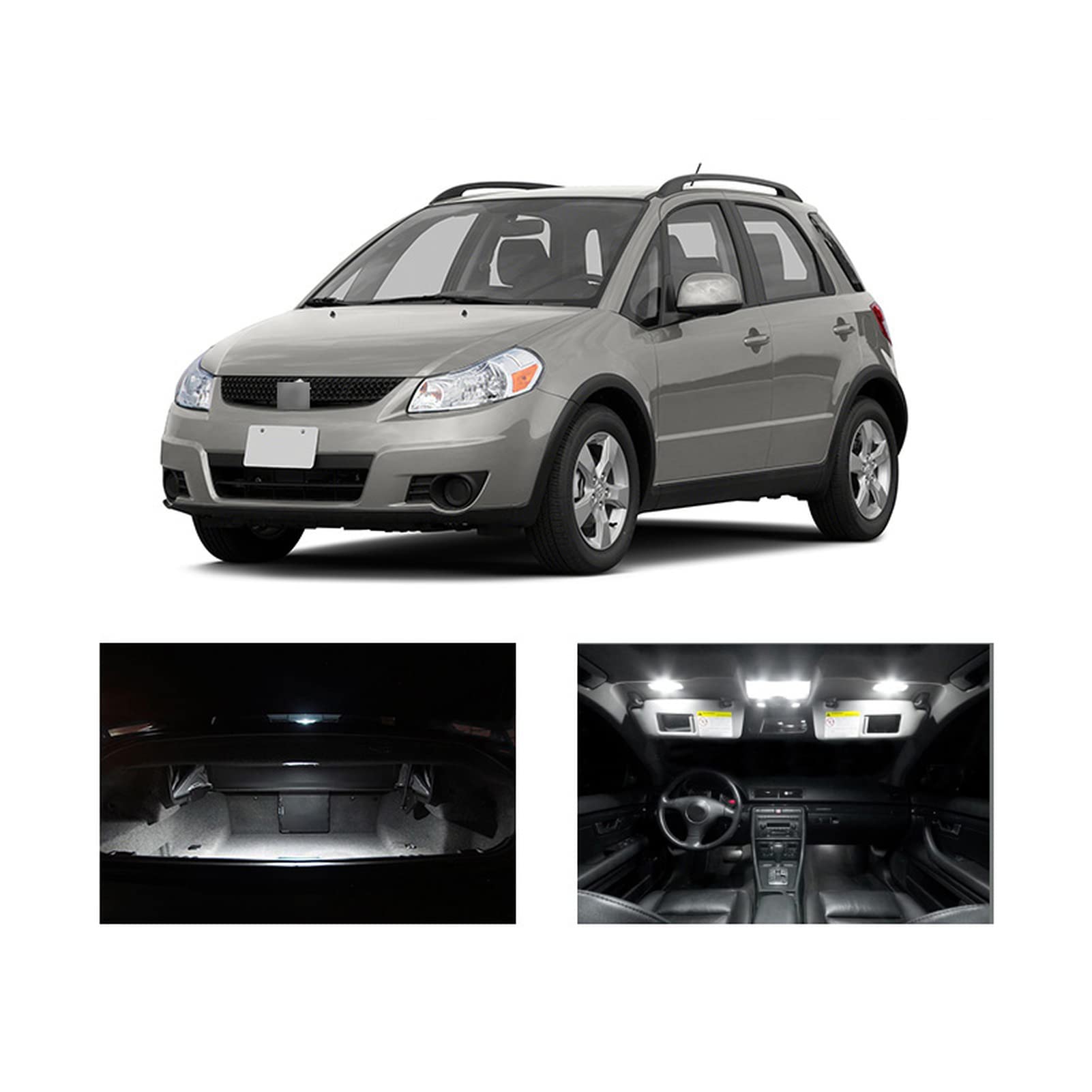 9 Uds Blanco Canbus Bombillas LED para Coche Interior Mapa Domo Kit de luz Apto para Suzuki SX4 WK 2007-2013 2014 lámpara de Placa de Carga de Maletero