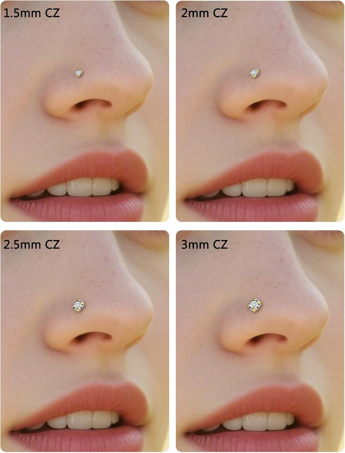18G 20G 22G 24G Nose Rings Studs Piercing Jewelry for Women 316L Surgical Steel L Shaped Screw Straight Diamond CZ Nose Rings Studs Nostril Piercing Jewelry for Women Men Hypoallergenic