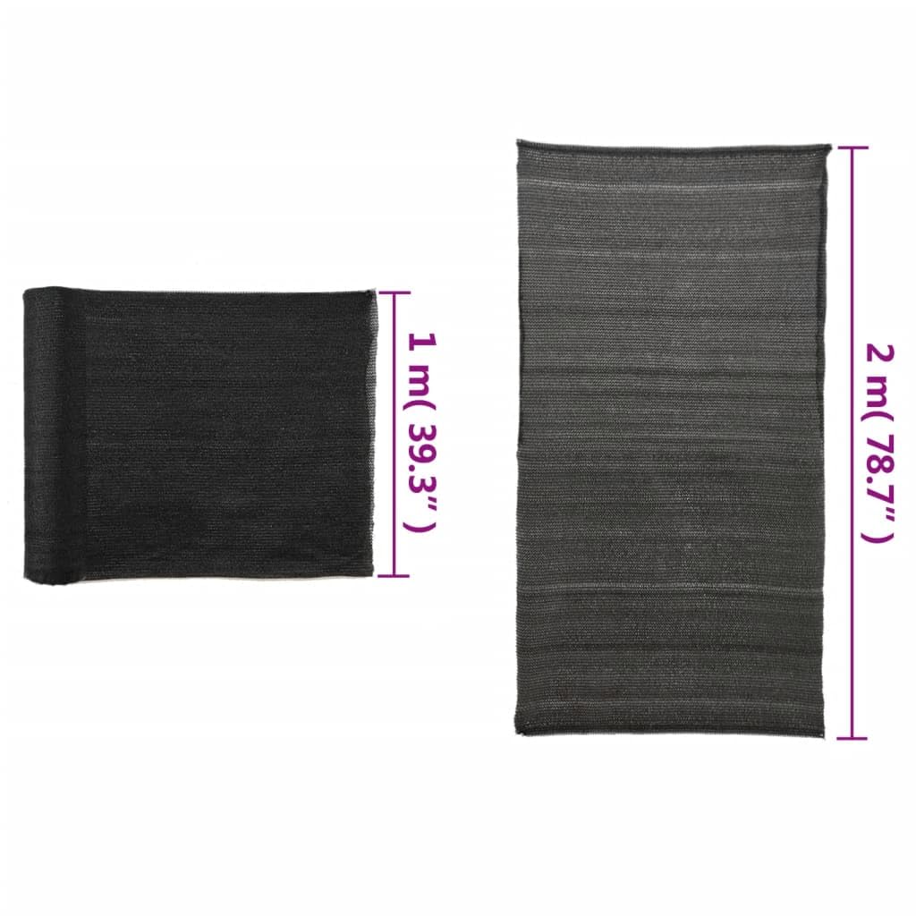 Filet brise-vue en polyéthylène haute densité noir x m, /m², résistant aux UV et découpable, pour jardin, balcon, terrasse, pavillon, utilisation en extérieur