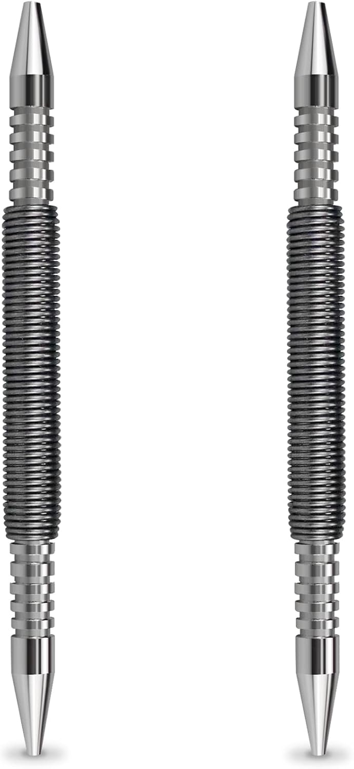 2 Pcs Dual Head Nail Setter 3/32″ and 1/8″ Spring Loaded Nail Set Hammerless Double Ended Nail Punch Tool, 3500 PSI Striking Force Counter Punch