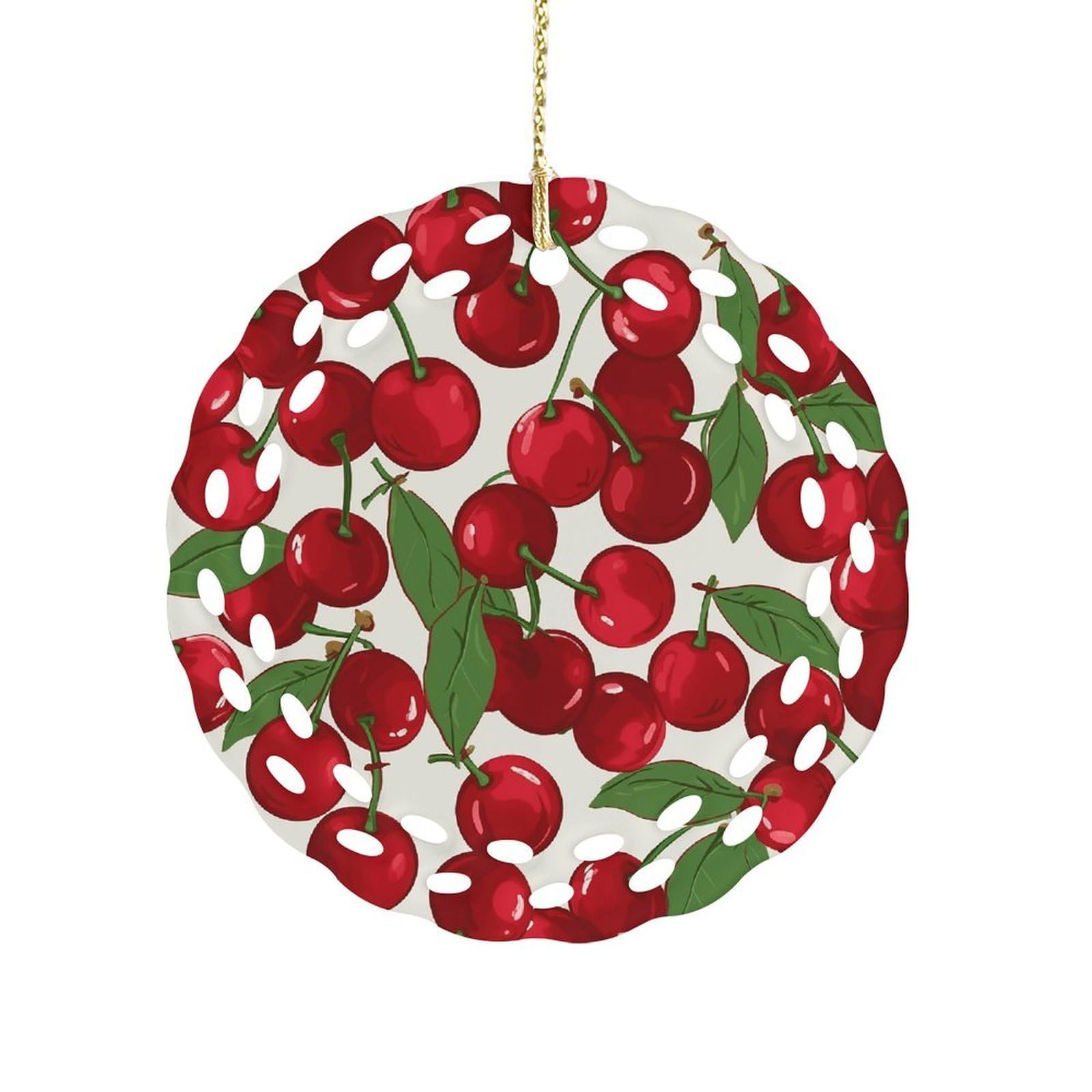 Wsoihfec Women's Style Red Cherries Hanging Ornament 3 Inch Round,1-Pack,Xmas Decor -Two-Sided Printed,Friend Ornament Gifts For Friends Coworker Sisters