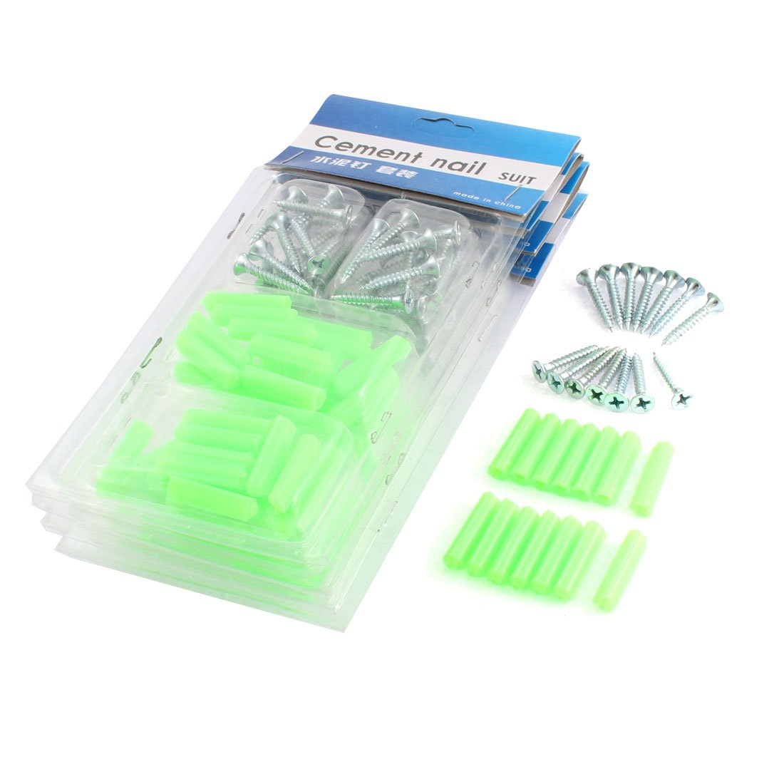 FIYA IIVVERR 25mm Length Silver Tone Iron Concrete Cement Screw Anchor Nails 70 Pcs (25 mm de longitud, tono plateado, cemento, cemento, tornillo, clavos de anclaje, 70 pcs.