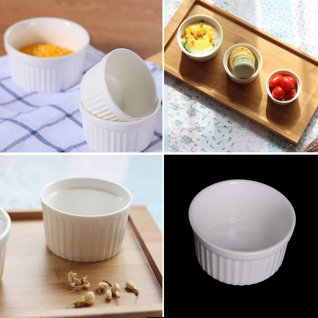 Petits Ramequins Moule verrines Blancs 9x4,5cm Lot de 12 Moules à soufflé pour Muffin pâtisseries Cupcake et crème brûlée Desserts en céramique résistant aux Fortes températures