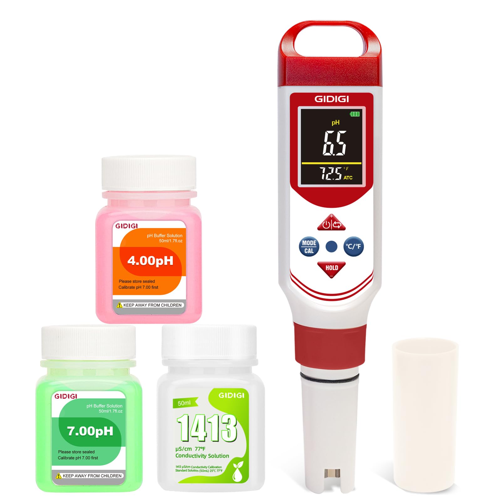 pH EC Messgerät für Hydrokultur, Digitales pH, TDS, EC, ppm Messgerät mit Farbdisplay, Hochpräzise pH Stiftsonde für Trinkwasser, Nährlösungen, Aquarien, Pools und den Hausgebrauch