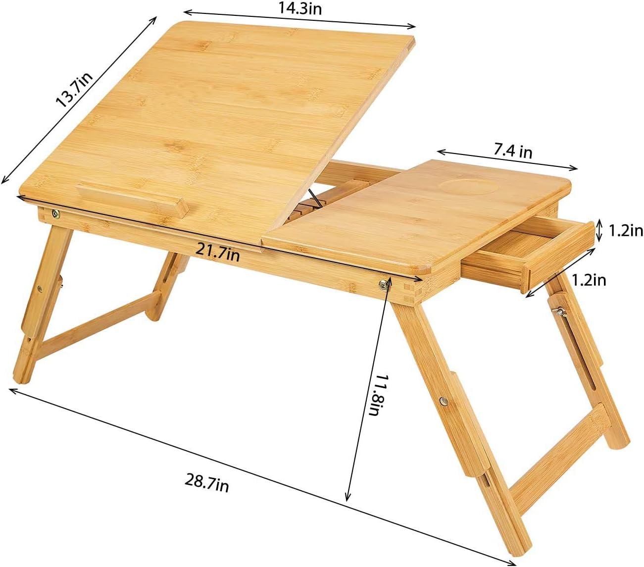 One-Day Sale: Up to 50% Off JANE EYRE Bamboo Lap Desk for Laptop Adjustable Portable Breakfast Serving Bed Tray Sofa Tray Multifunctional Table with Tilting Top and Drawer