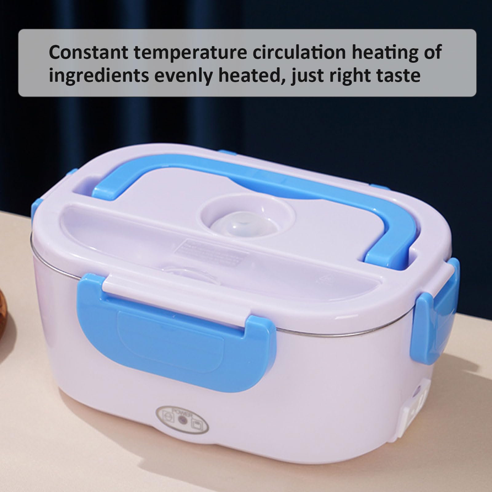Fiambrera eléctrica, calentador de alimentos, autocalefacción, para coche, camión, hogar, oficina, almuerzo, para adultos, 110 V/12 V/24 V, con recipiente de acero inoxidable de 1,2 L, cuchara tenedor