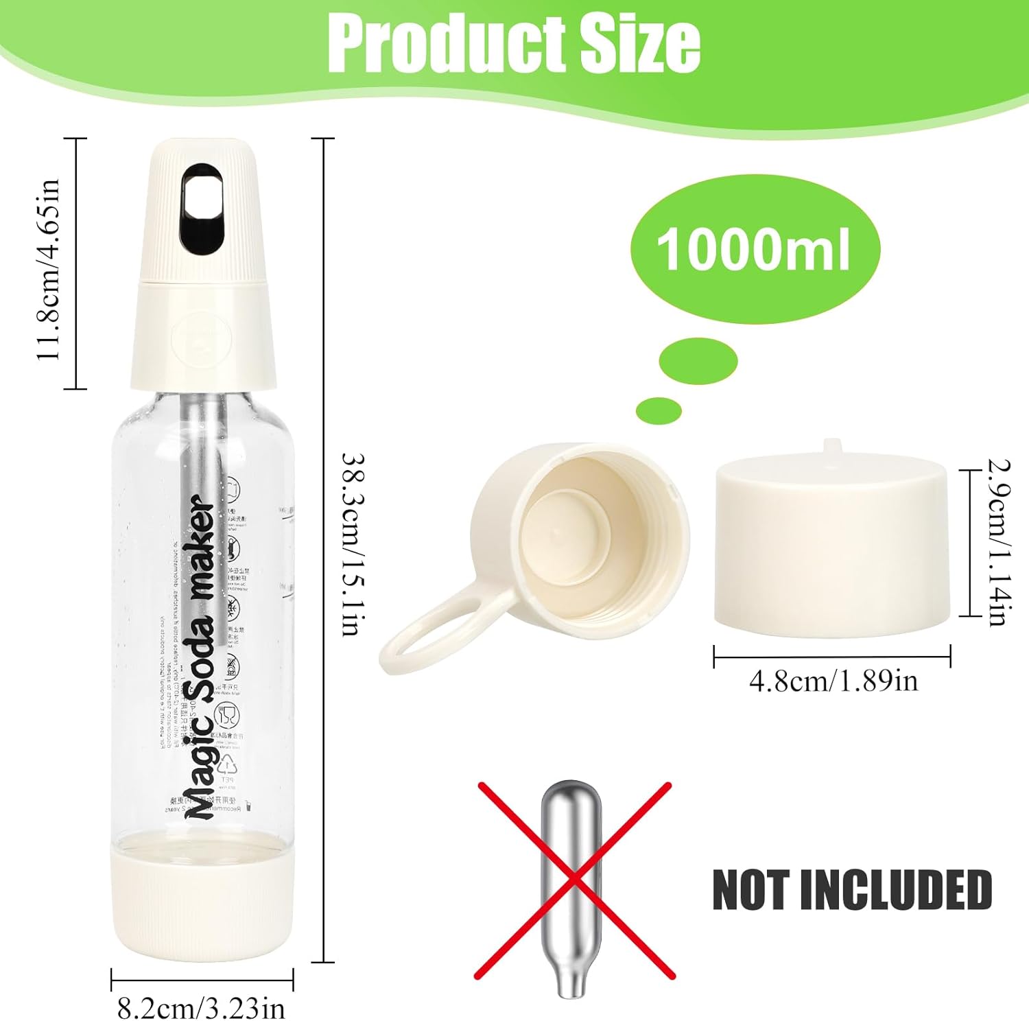 Soda Siphon 1L,Portable Sparkling Water Maker,Compact Carbonated Water Machine for Flavored Drinks Reusable Beverages Machine Kit,Travel Soda Machine for Home & Outdoor