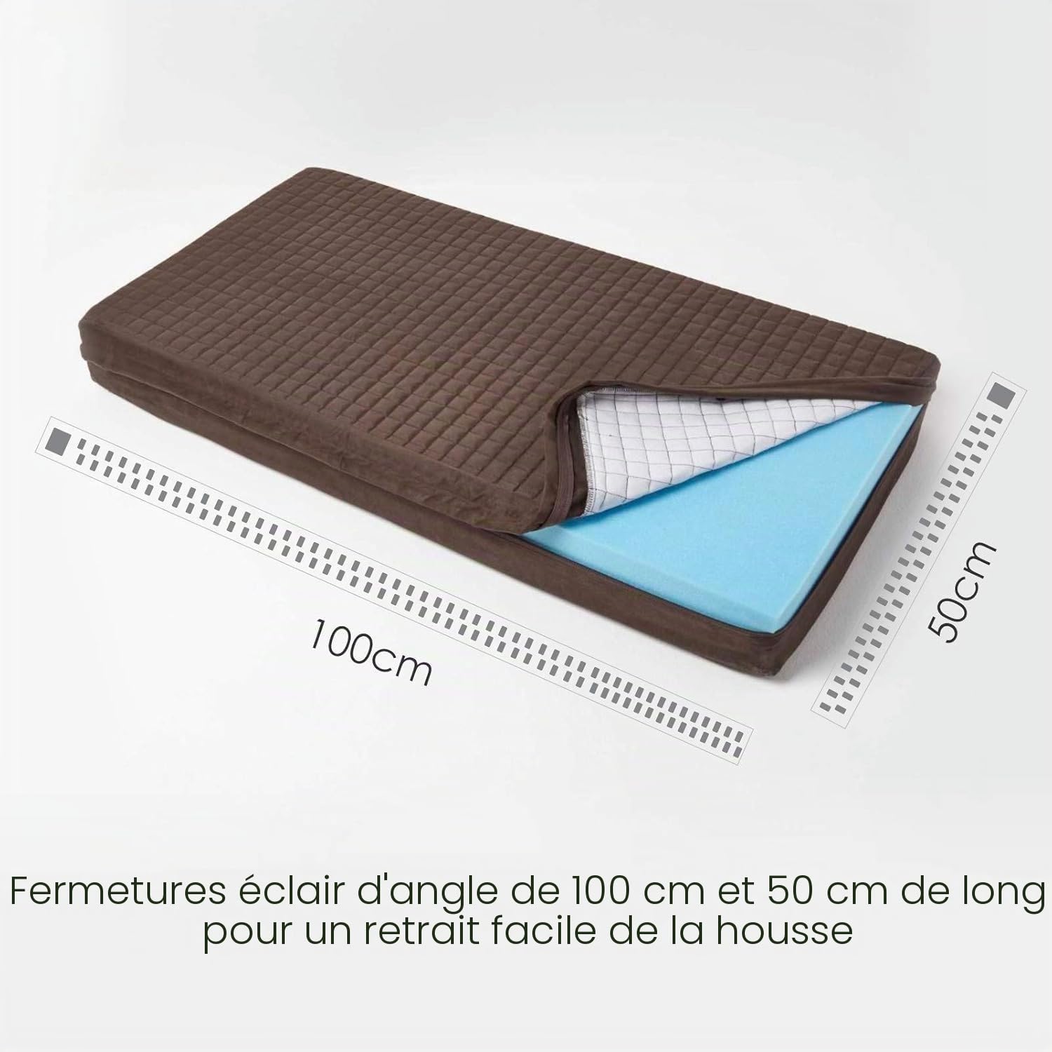 HOMESCAPES Coussin d’Assise pour canapé 2 Places, Coussin rehausseur déhoussable en suédine, Chocolat, 100 x 50 x 10 cm