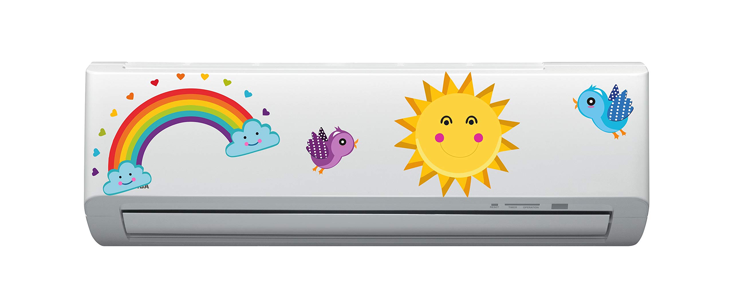Psychedelic Collection - Ranbow with Sun - Air Conditioner Sticker Multicolour Size (30 cm X 90 cm) _PCAC100