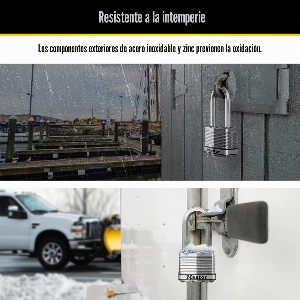 Master Lock M5XTRILH Magnum Candado resistente para exteriores con llave, paquete de 3 llaves iguales