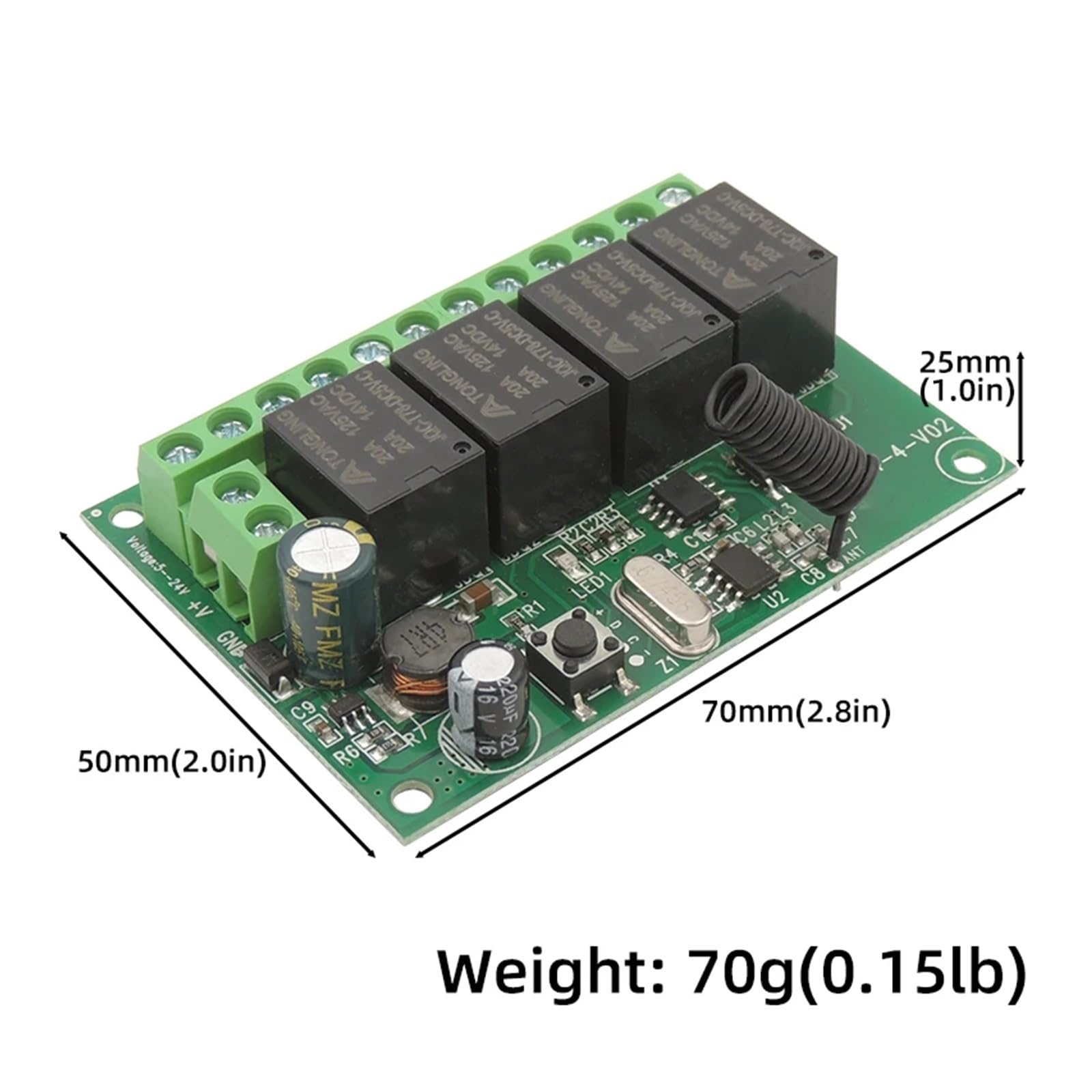 Interruttore di telecomando universale senza fili 433 MHz DC 6V12V 24V 30V 4CH10A ricevitore trasmettitore Rf for garage/cancello/motore/luce/lampada sistema centro di controllo intelligente(2404 4kt1