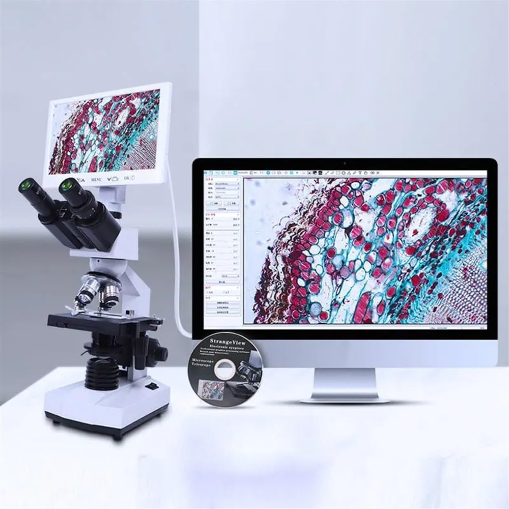 Microscopio Microscopios trinoculares biológicos 40X-1600X y microscopio Digital Adecuado for Laboratorio de Ciencias, Escuela, Estudiantes, niños
