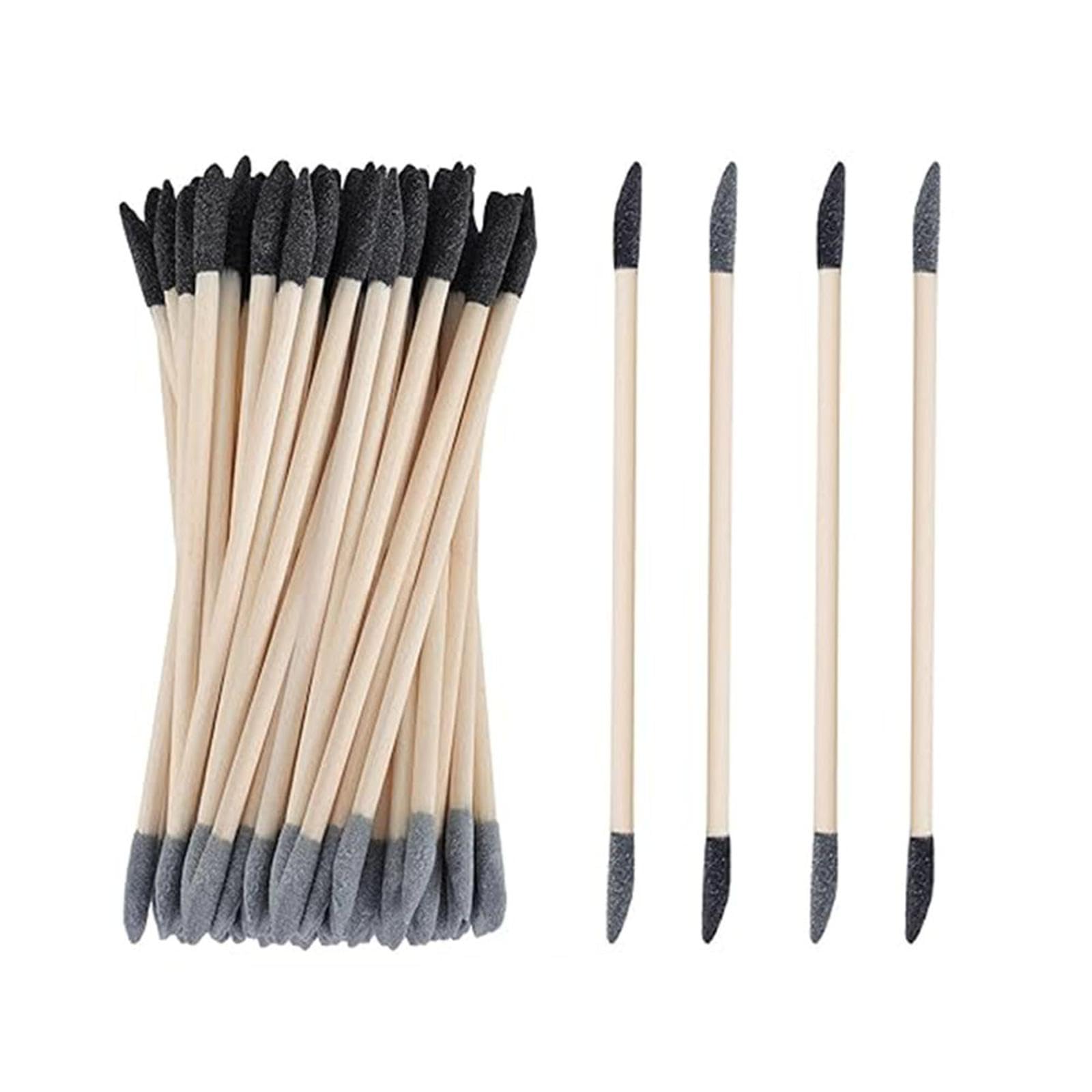 60 varillas de lijado de madera de grano 150/280, ramas de lijado de doble extremo, herramientas de pulido de detalles finos para carpintería, fabricación de modelos