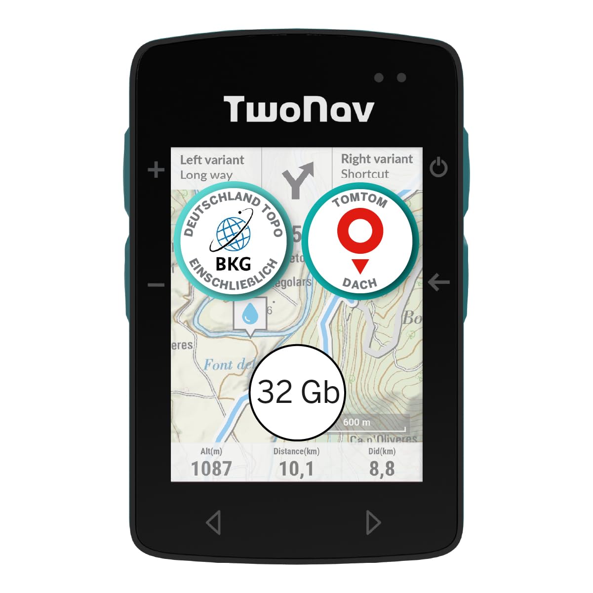 TwoNav ROC (32 GB) + Karte 1 Region Deutchland BKG Topo 1:25000, Outdoor GPS mit 2,7-Zoll-Bildschirm für MTB, Fahrrad, Gravel oder Bikepacking oder Navigation